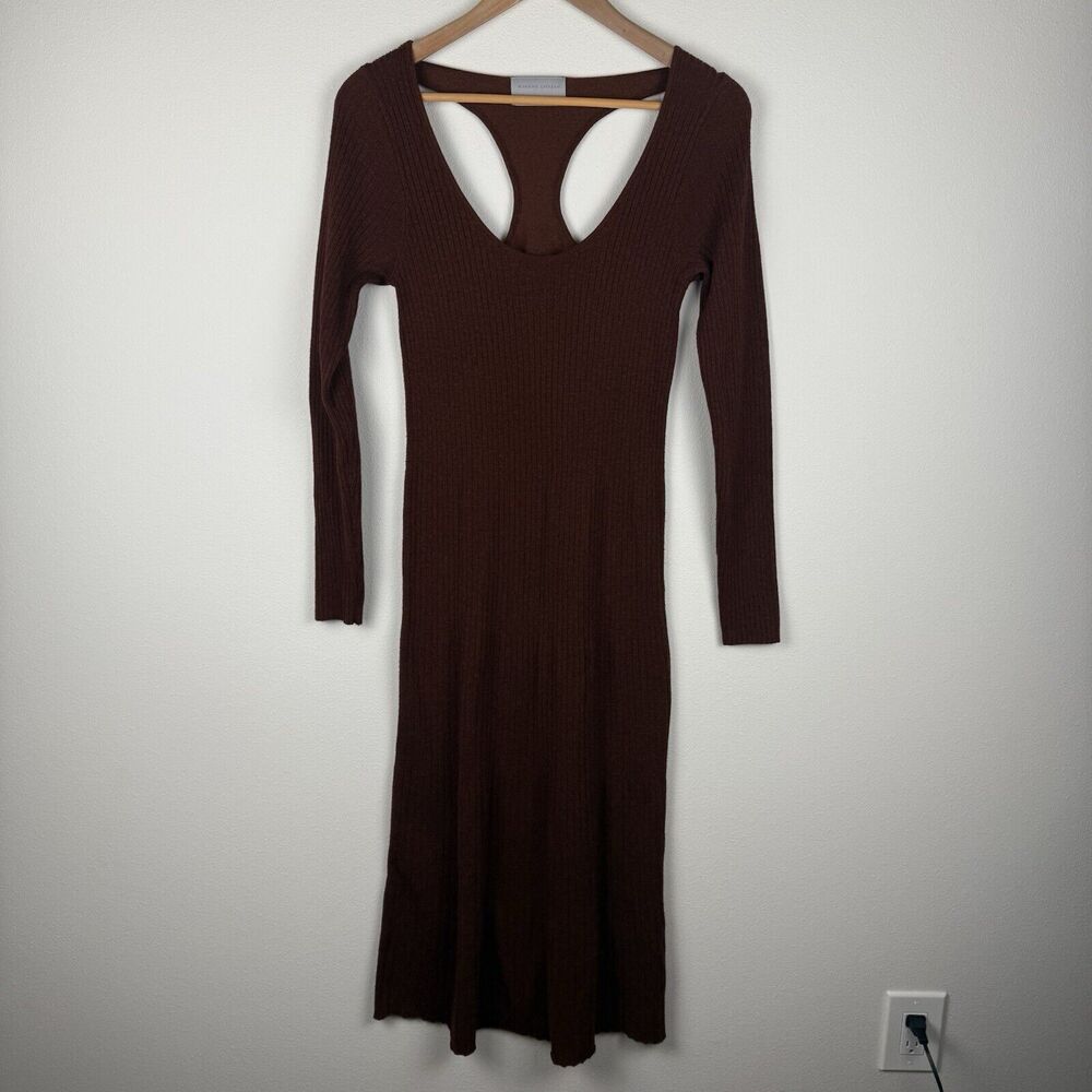 Modern Citizen Womens Dara Circle Back Long Sleeve Sweater Dress Sz Small Brown